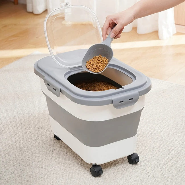 Boîte De Rangement Hermétique 5L Pour Croquettes Chien/Chat - Transparente - Empilable - Couvercle Joint Silicone - Pour Aliments Secs - 1