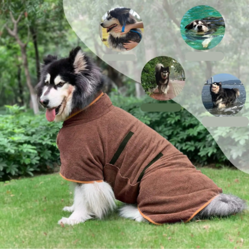 grand peignoir pour chien brun