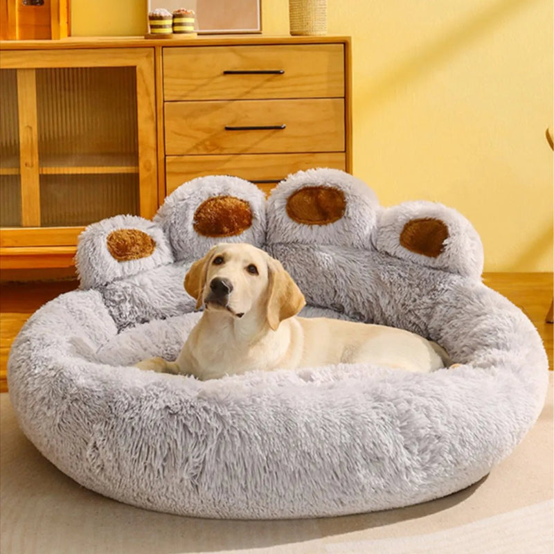 coussin pour chien en forme de patte gris