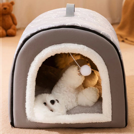 Grotte pour chien intérieur en flanelle douce