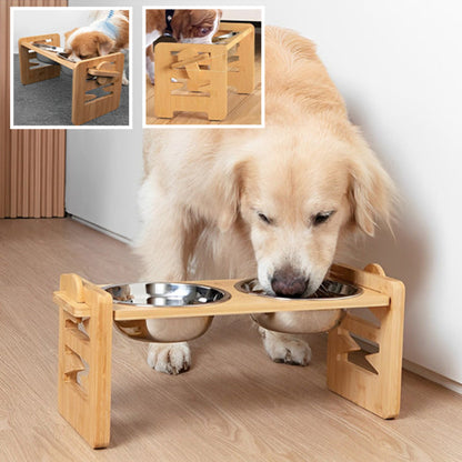 gamelle surelevee pour chien support en bois