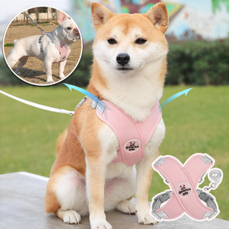 harnais pour chien respirant rose pastel