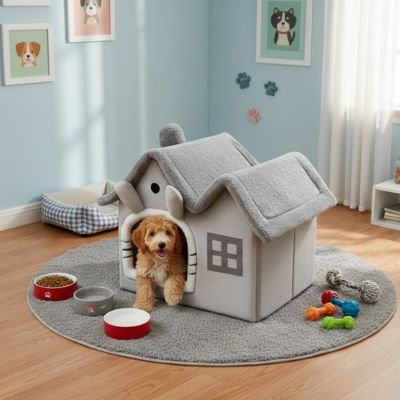 Maison pour chien grise