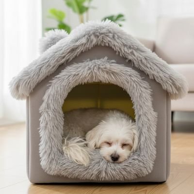 Niche pour Chien interieur gris