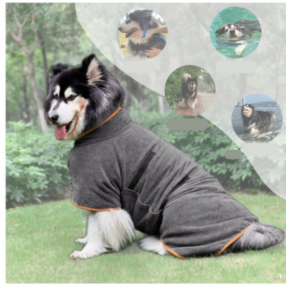 peignoir pour chien gris